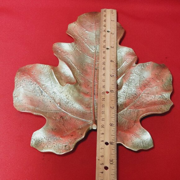 Cast Solid Brass Fig Leaf Dish Tray By Virginia Metalcrafters Circa 1948 - Picture 8 of 12